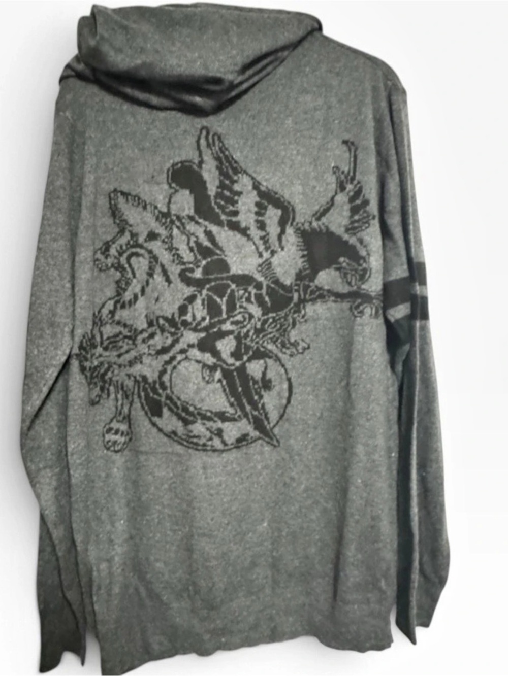 Ed Hardy by Christian Audigier Eagle Knit Full-Zip Gray Hoodie (Size 2X)